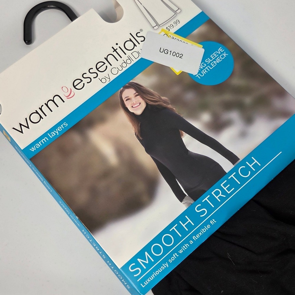 Warm Essentials Cuddl Duds Black Smooth Stretch Turtleneck Long Sleeve Top M
